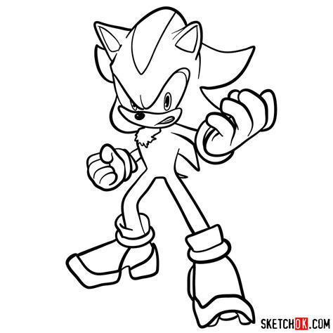 How To Draw Angry Shadow The Hedgehog Sketchok Step By Step Drawing