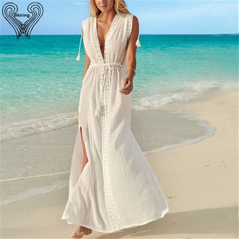 Solid Saida De Beach Long Dress Bikini Cover Up Plus Size Swimwear