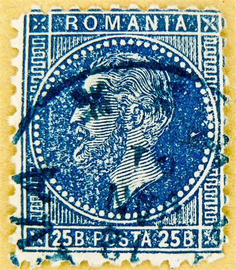 Stamp Romania Postage 25 Bani Blue Francobolli Timbres