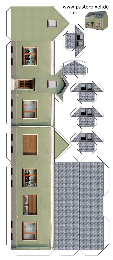 Papercraft Building Ausschneidebogen Haus 1 Printables Houses