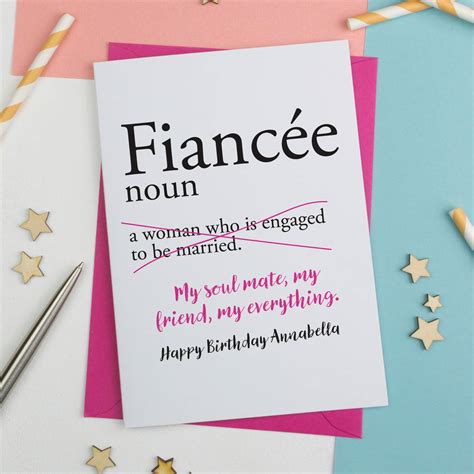 fiancée personalised birthday card by a is for alphabet