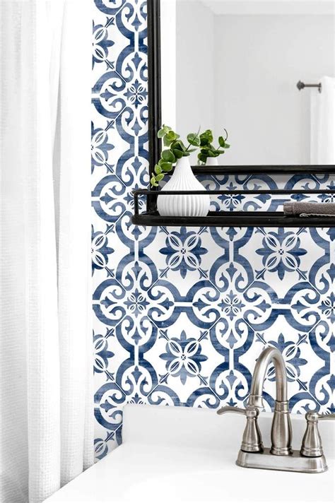 Porto Tile Peel And Stick Wallpaper In Riviera Blue From The Luxe Haven