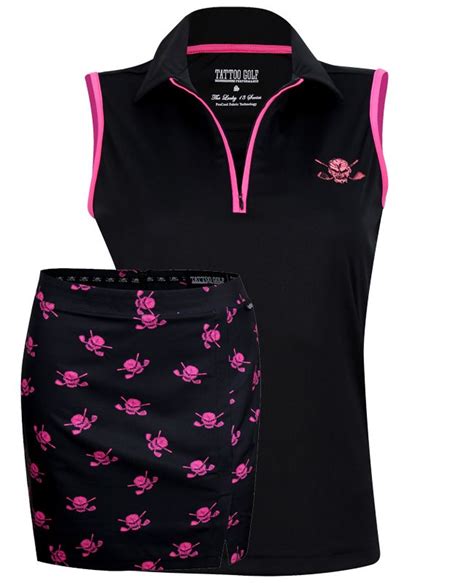 Sleeveless Womens Golf Shirt And Golf Skort Blackpink Golf Outfits