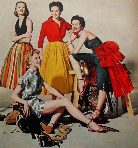 1950s Fashion Photograph Women In Skirts Pants And Shorts A Photo On