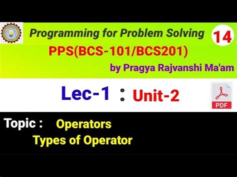 Lec I Unit I Pps I B Tech First Year By Pragya Rajvanshi Ma Am