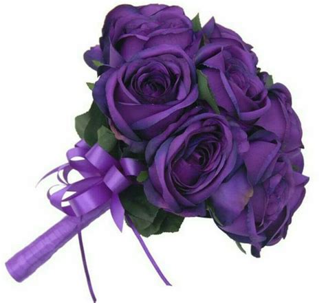 Brides Artificial Purple Silk Rose Wedding Posy Bouquet Rose Wedding