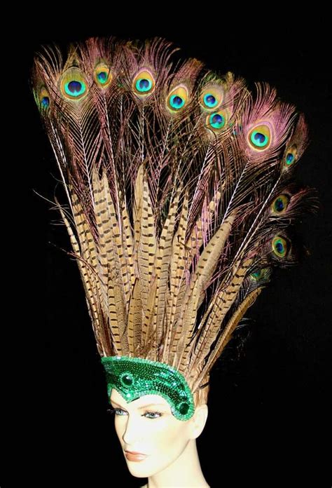 peacock head dress feather headdress ostrich feathers ostrich