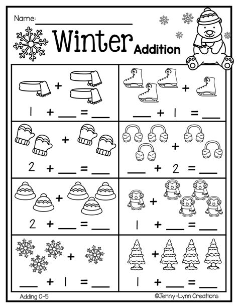 Free Winter Addition Worksheets