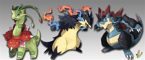 Typhlosion Feraligatr And Meganium Original And 1 More Drawn By