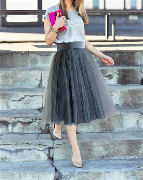 Gray Tulle Skirt Tulle Skirt Women Tea Length Tulle Skirt Etsy