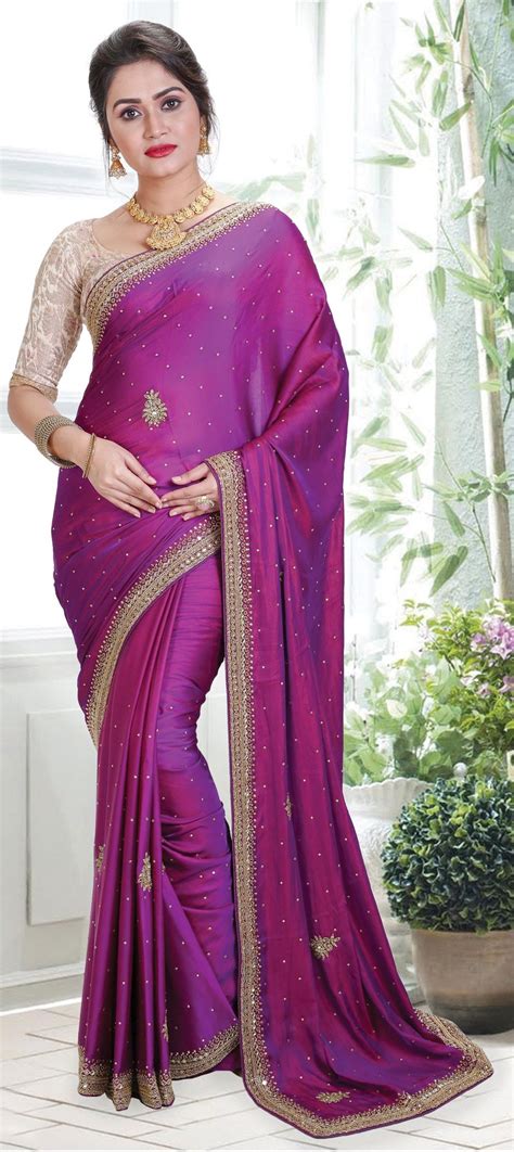 1531057 Traditional Pink And Majenta Color Satin Silk Silk Fabric Saree