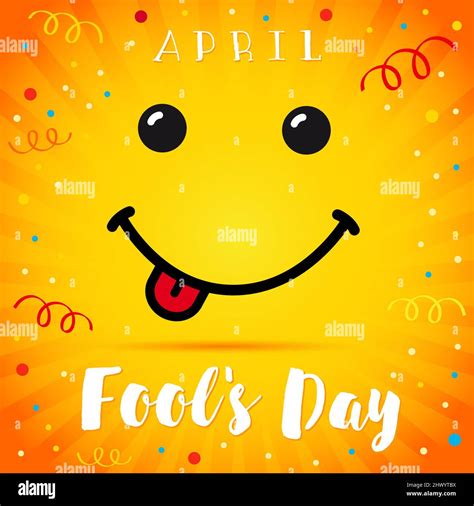 Happy April Fools Day Congrats Smiling Yellow Greeting Card With Text Isolated Abstract