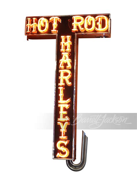 Large Hot Rod Harleys Tin Painted Neon Sign