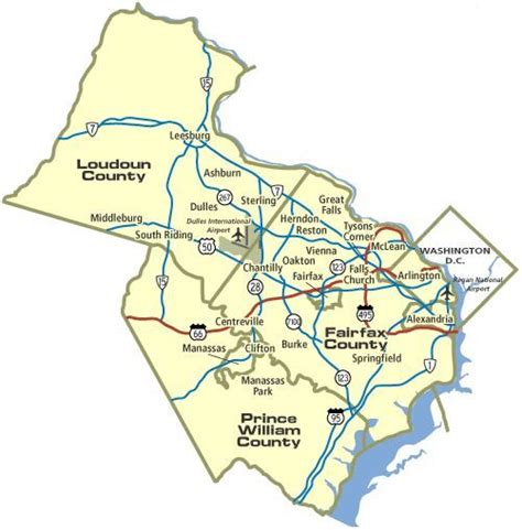Northern Virginia Map Fairfax County Arlington Alexandria Loudoun