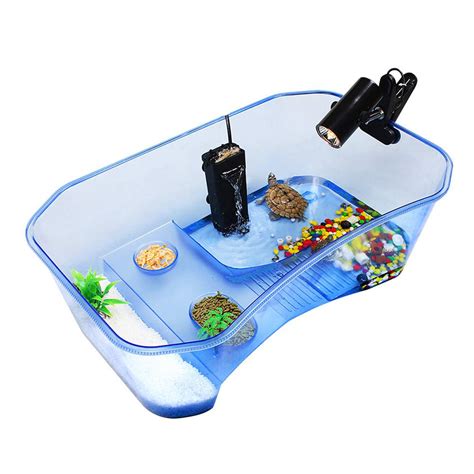 Aquarium Transparent Turtle Breeding Box Reptile Perched House With Drying Platform For