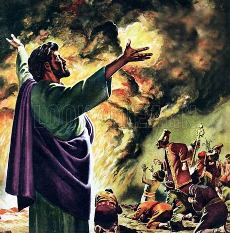 Elijah Calling Fire Down From Heaven Stock Image Look And Learn