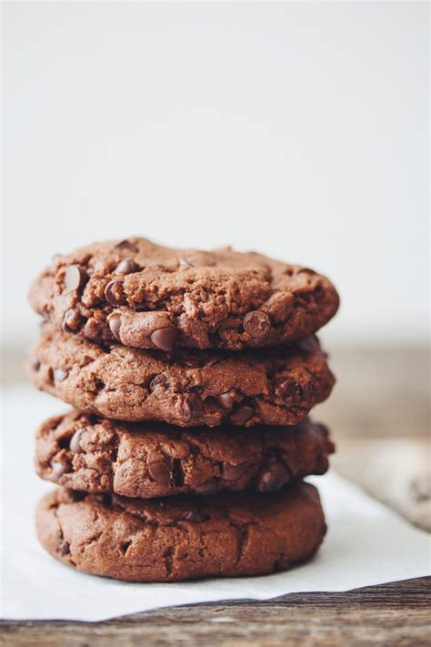 These double chocolate chip cookies are vegan, gluten free, and nut free, so everyone can enjoy them, whether it be an afternoon snack or evening dessert. Dairy-Free Double Chocolate Cookies