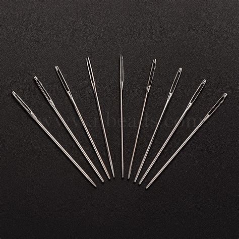 Iron Sewing Needles Platinum 48x13mm Hole 08mm About 25pcsbag