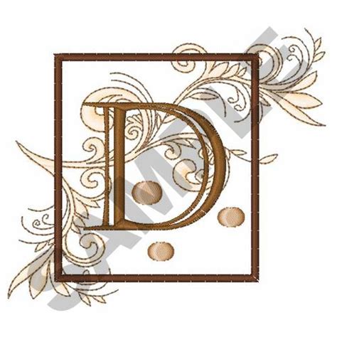 Fancy Square Letter D Embroidery Design Annthegran