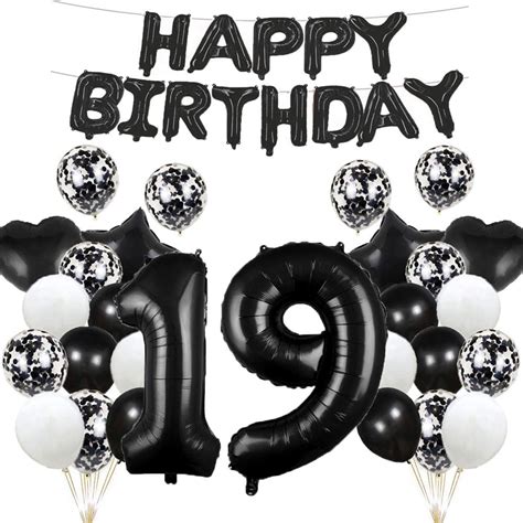 glzlmm 19th birthday balloon 19th birthday decorations black 19 balloons happy 19th