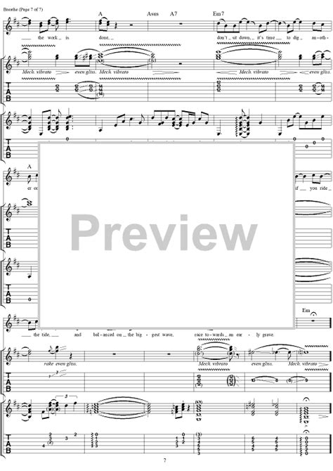 Breathe Sheet Music By Pink Floyd For Guitar Tabvocal Sheet Music Now