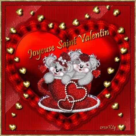 Joyeuse Saint Valentin Avec Coeurs Scintillants Et Oursons