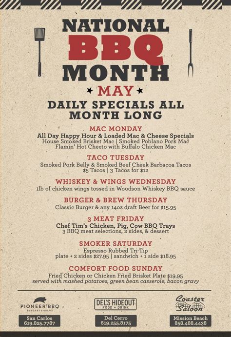 National Bbq Month Specials In May Pioneer Barbeque