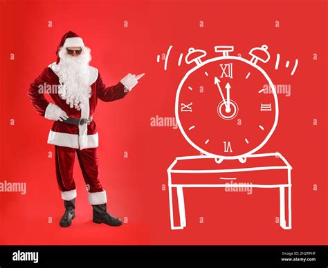 Christmas Countdown Alarm Clock Showing Five Minutes To Midnight Near