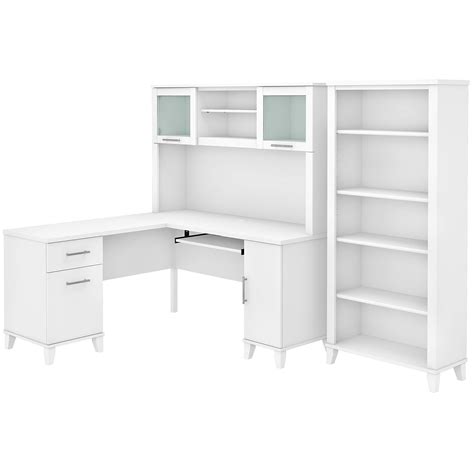 Buy Bush Furniture Somerset 60w L Shaped Desk With Hutch And 5 Shelf