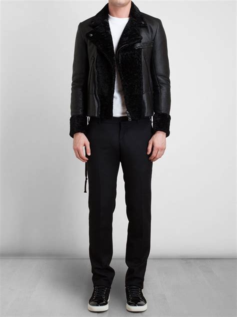 ann demeulemeester leather and shearling biker jacket designer jackets for men jackets