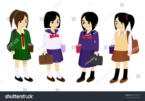 Student Girls School Uniform Vector Stock Vector 293738510