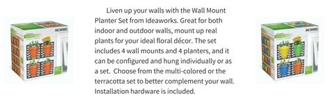 Ideaworks Wall Mount Planter Set Decorate Wall With Real