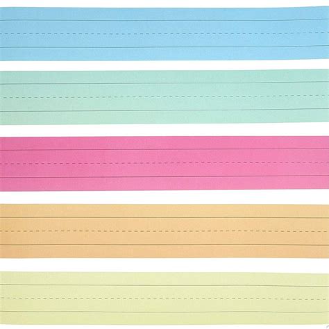 Lined Colored Sentence Strips For Classroom 100 Count 5 Colors