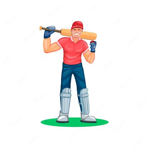 Figure De Personnage De Sport Athlète Joueur De Cricket En Illustration