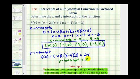 A quadratic equation has two solutions; Ex: Find the Intercepts of a Polynomial Function in ...