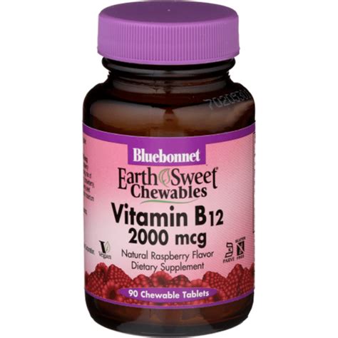 Bluebonnet Vitamin B12 2000 Mcg Raspberry Flavor Tablets 90 Each