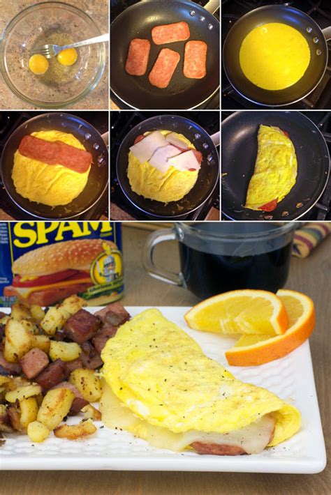 For more servings, multiply the recipe as needed, preparing only as many eggs as you will use in a short time. Spam Omelette Recipe | MrBreakfast.com