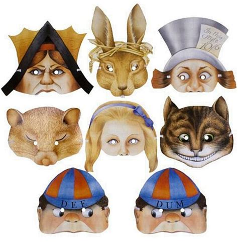 Assorted Alice In Wonderland Masks Pack Of 8 Party Packs Alice In