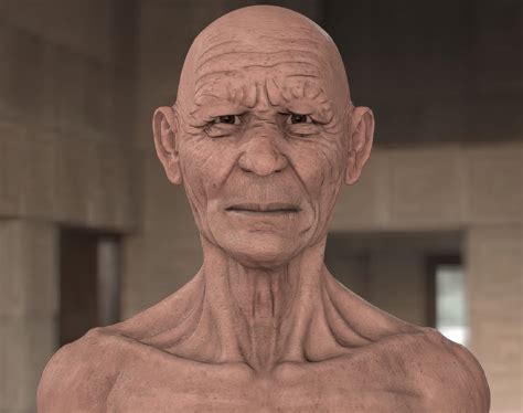 Artstation Wrinkled Old Man With Realistic Skin Texture