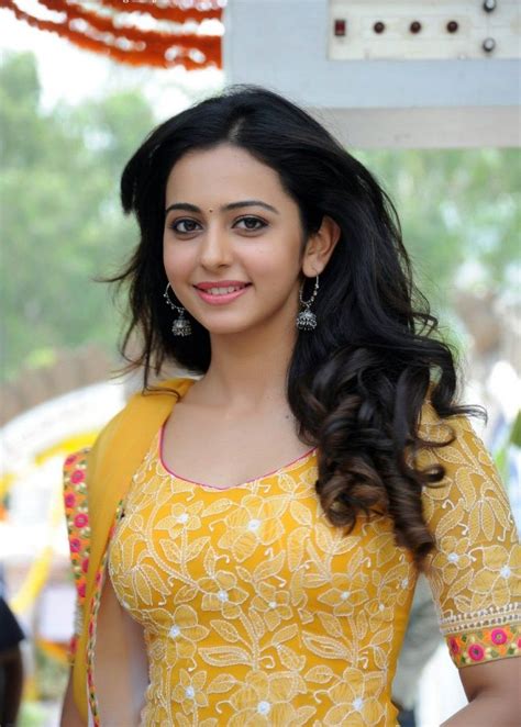 Rakul Preet Singh Yellow Dress At Pandaga Chesko Opening Most Beautiful Indian Actress