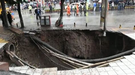 Massive Sinkhole Swallows Up Four Pedestrians In China CNN