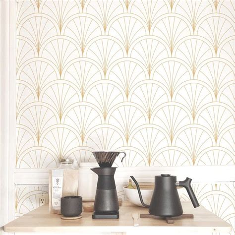 Art Deco Wallpaper Gold Art Deco Peel And Stick Removable Wallpaper For