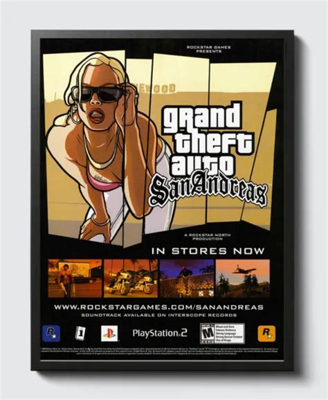 Grand Theft Auto San Andreas Ps2 Glossy Ad Promo Poster Unframed G1658