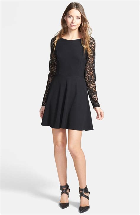 One Clothing Lace Sleeve Skater Dress Juniors Nordstrom