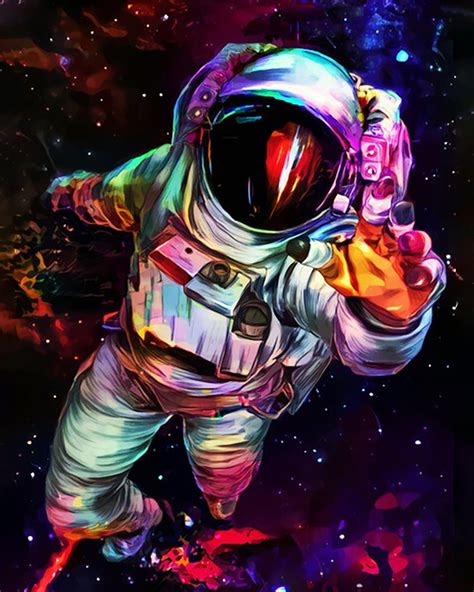 Pintura Al óleo Digital Diy Astronautas Extraterrestres Etsy