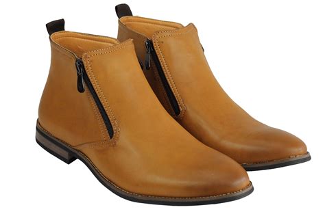 mens chelsea boots retro classic low ankle 2 zip smart casual shoes uk sizes ebay