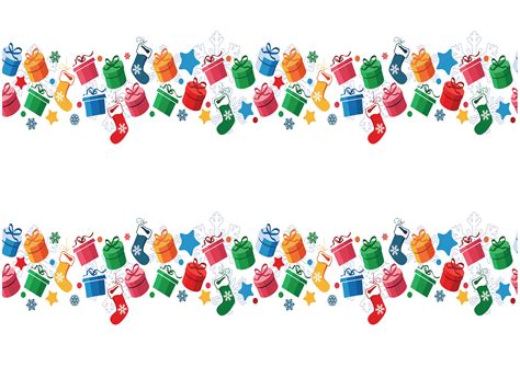 Christmas Stockings And Presents Themed Border Decor Icing Sheet Mysite