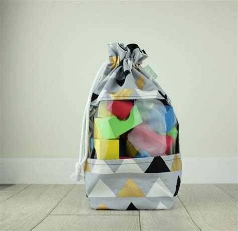 Opens in a new tab. Small Drawstring toy storage bag with see through clear ...