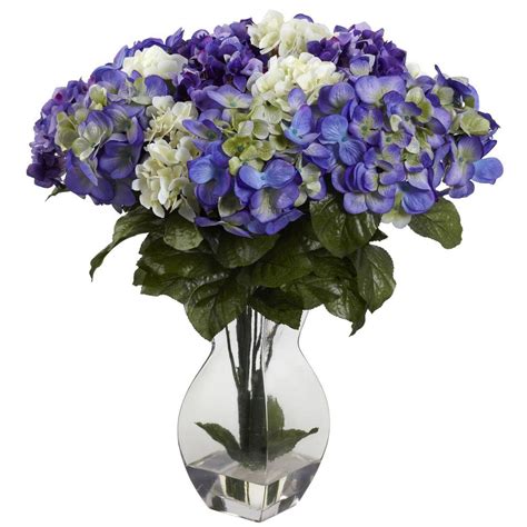Nearly Natural Mixed Hydrangea With Vase 1368 Bp The Home Depot