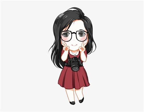 Chibi Girl With Glasses Drawing